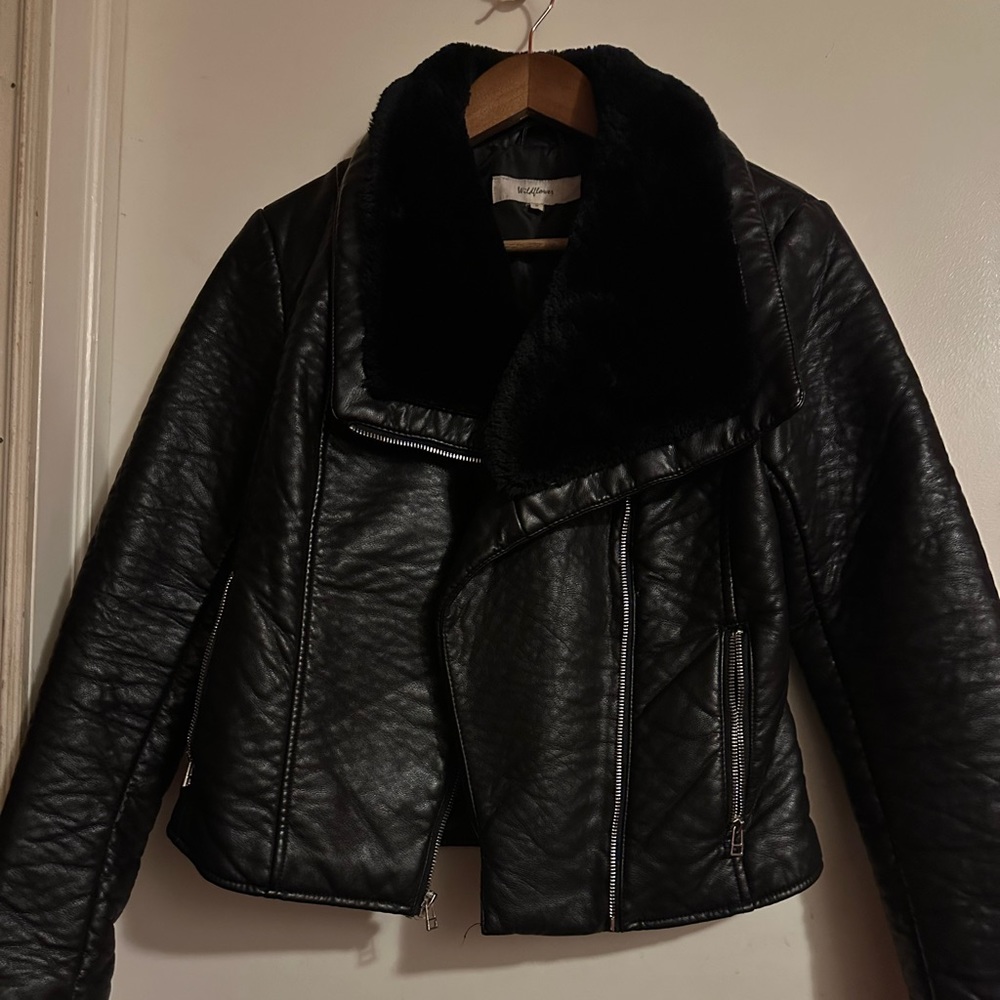 Faux leather moto jacket